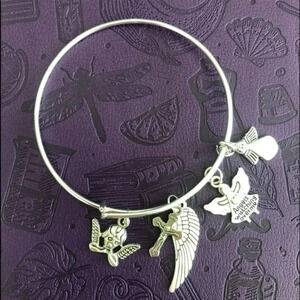 Angels Cross Christian High Polish Stainless Steel Adjustable Charm Bracelet NWT